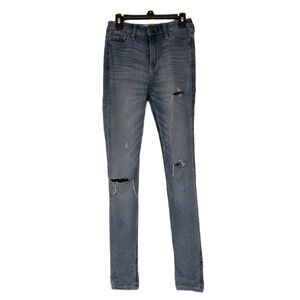 Hollister Light Wash High Rise Super Skinny Distressed Ripped Jeans Size 00
